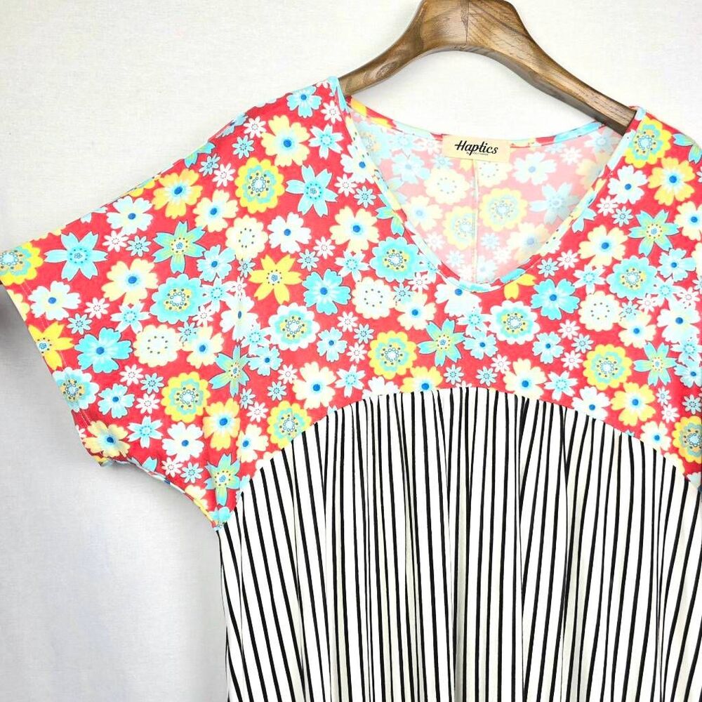 Haptics Floral Stripe Colorblock Top L - Picture 5 of 8
